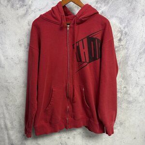 Vintage Thor Racing Hoodie Sweatshirt Mens XL Red Full Zip Y2K Grunge